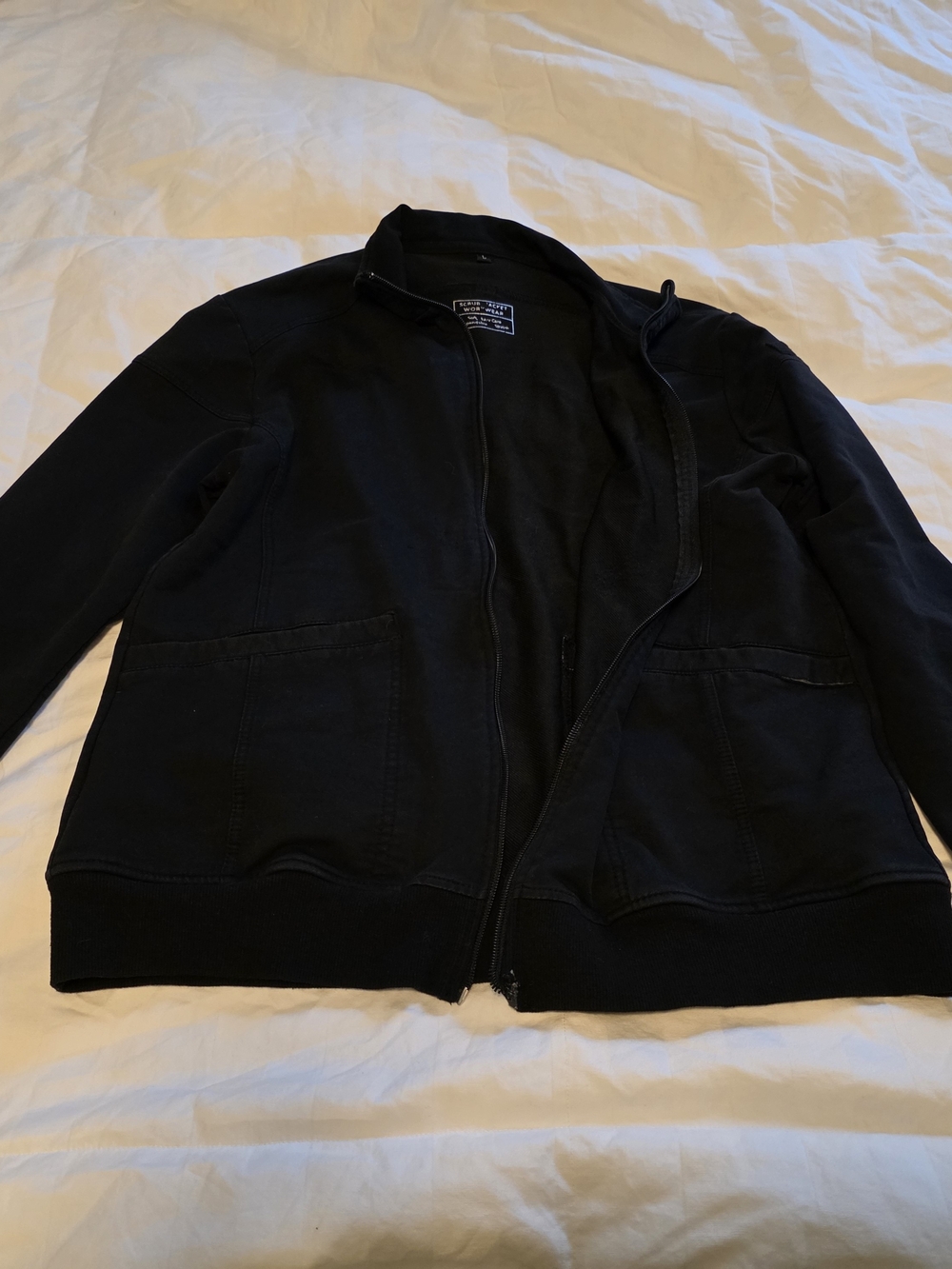 Black Zip-Up Scrubs Jacket L